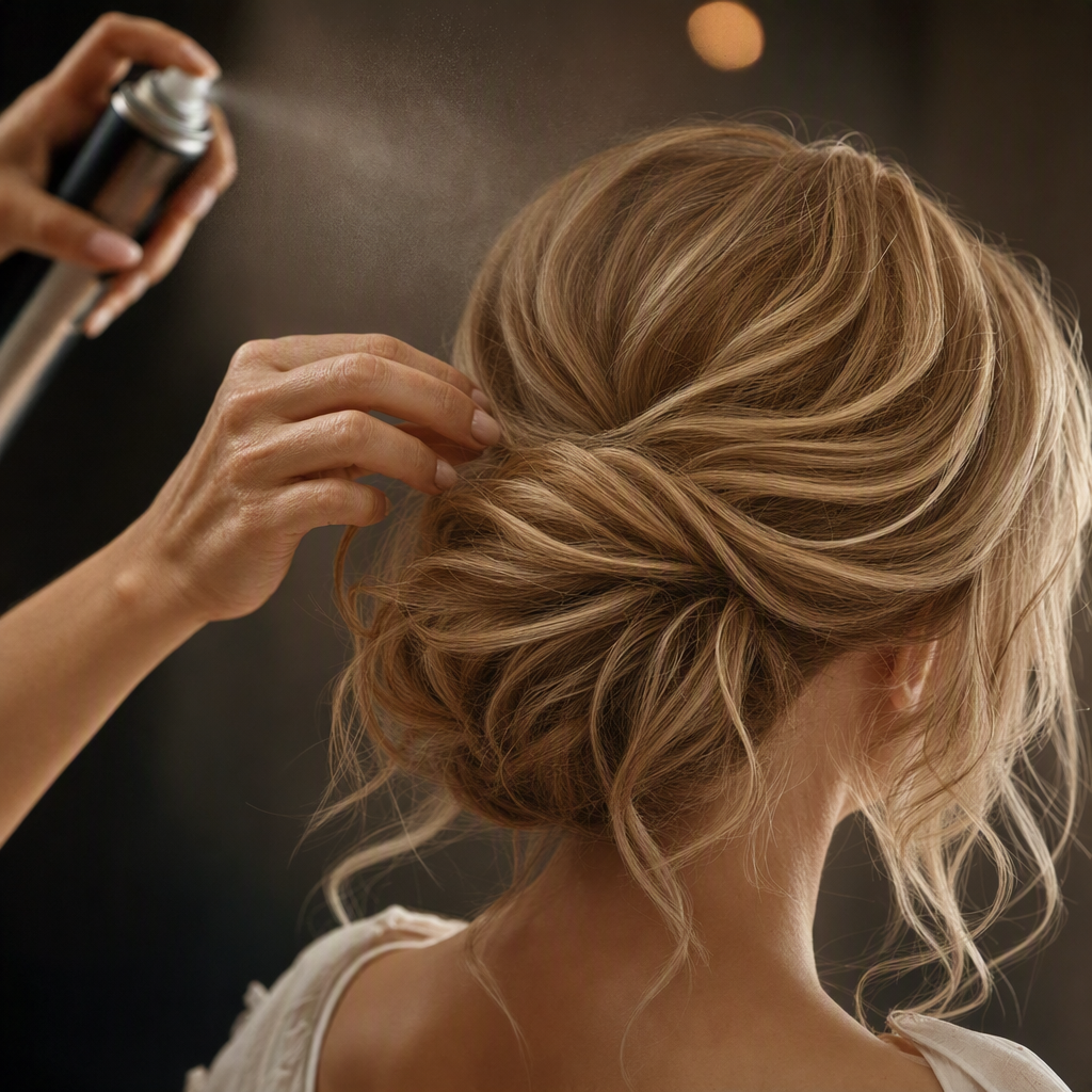 Stylist creating an elegant updo